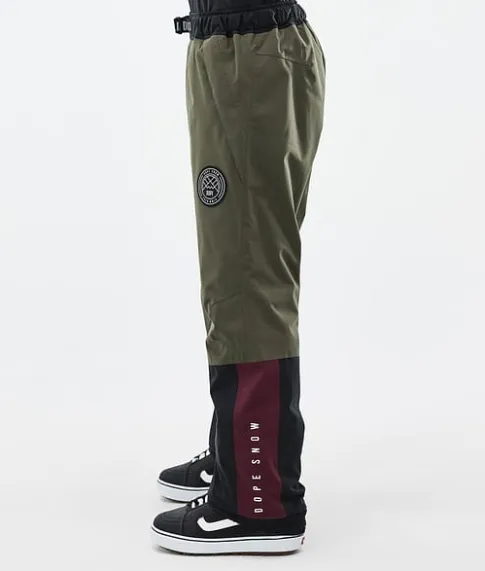 Snowboard Broeken>DOPE SNOW Blizzard Track OIiveGreen/Burgundy/MetalBlue/Black