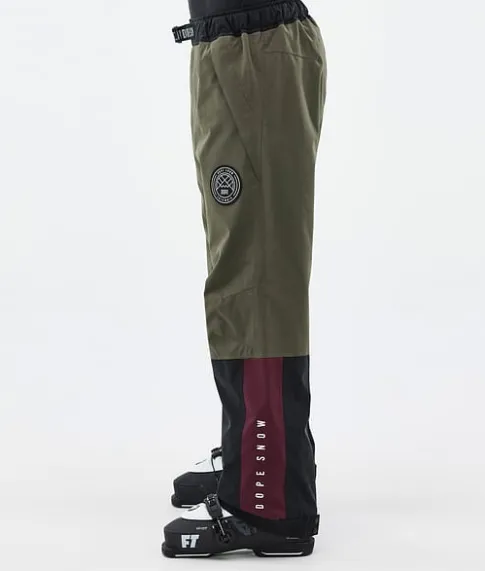 Skibroeken>DOPE SNOW Blizzard Track OIiveGreen/Burgundy/MetalBlue/Black